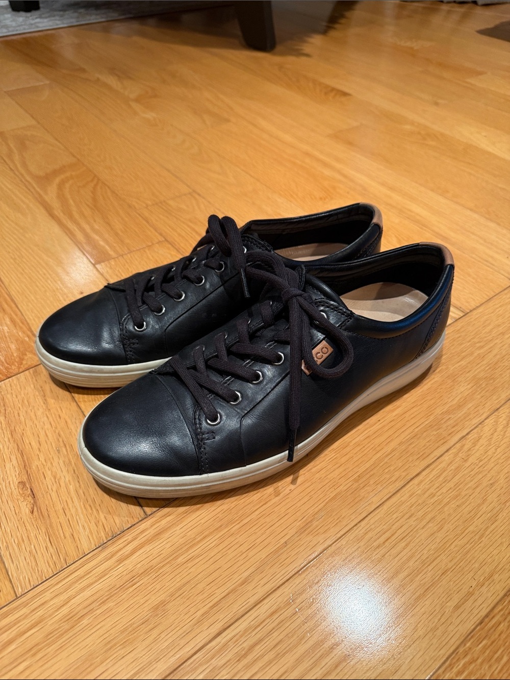 Ecco Men’s Leather Lace-Up Sneaker in Black
